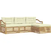 vidaXL Ensemble de salon de jardin 4 pièces, blanc et crème, en polyester