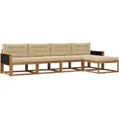 vidaXL Ensemble de canapés d'extérieur avec coussins 5 pièces Nature et Beige