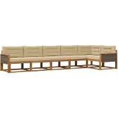 vidaXL Ensemble de canapés d'extérieur avec coussins 6 pièces Nature et Beige