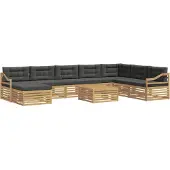 vidaXL Ensemble de canapés d'extérieur , 9 pièces, blanc et anthracite, polyester
