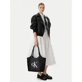 Calvin Klein Cabas 'Contrast Monogram Tote' noir / blanc