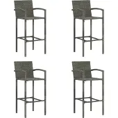 Syfax Tabourets de bar lot de 4 gris résine tressée