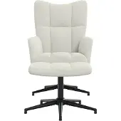 vidaXL Fauteuil relax avec pouf blanc crème velours