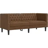 vidaXL Canapé Chesterfield 2 places brun similicuir aspect daim