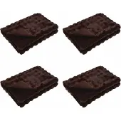 vidaXL Couverture en Fourrure de Lapin Synthétique 4 pcs Camel