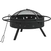 vidaXL Plateau de feu avec tisonnier 70 cm XXL Acier