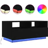 vidaXL Table basse avec lampes LED noir aspect chêne 90x49x40 cm