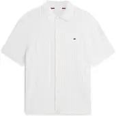 Tommy Hilfiger Vestes en maille 'Relaxed Pointelle Short Sleeve With' blanc