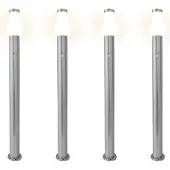 Grafner Lampe de jardin 110cm en acier inoxydable avec détecteur de mouvement WL10191 Set de 4 lampes de (E14)