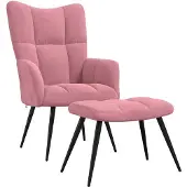 vidaXL Fauteuil relax avec pouf rose velours