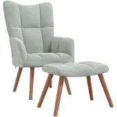 vidaXL Fauteuil relax avec pouf gris clair velours