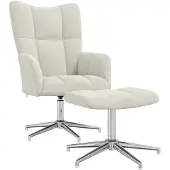 vidaXL Fauteuil relax avec pouf blanc crème velours