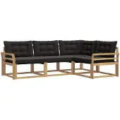 vidaXL Ensemble de canapés d'extérieur avec coussins, 4 pièces, blanc et noir