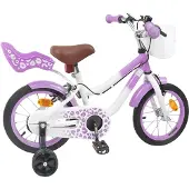 vidaXL Vélo pour enfant avec roues d'appui, 14 pouces, pour les 3-5 ans, violet