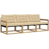 vidaXL Ensemble de canapés d'extérieur avec coussins, 3 pièces, blanc et beige