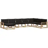 vidaXL Ensemble de salon de jardin 8 pièces, blanc et noir, en bois d'acacia massif