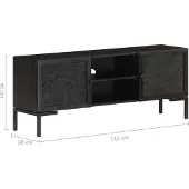 vidaXL Meuble TV noir 115x30x46 cm bois massif mangue