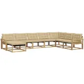 vidaXL Ensemble de salon de jardin 8 pièces, blanc et beige, en bois d'acacia massif