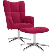 vidaXL Fauteuil relax avec pouf vin rouge velours