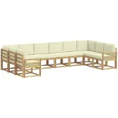vidaXL Ensemble de salon de jardin 10 pièces, blanc et crème