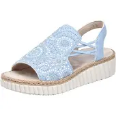 Rieker Sandales à talons compensés FSK pour femmes, bleu clair, taille 39