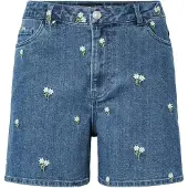 Pieces Jean 'PCFLORA' bleu denim / vert / blanc