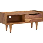 Möbelando Table en bois massif de sheesham 95x44x34 cm tv commode à portes coulissantes | Wohnling