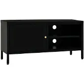 vidaXL Meuble TV noir 90 x 30 x 44 cm en acier et verre