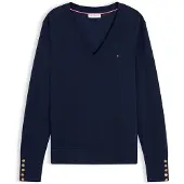 Tommy Hilfiger Pull-over 'Gold-tone Button Cuff' bleu marine