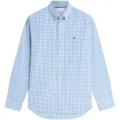 Tommy Hilfiger Chemise 'Regular Fit Flex Gingham' bleu clair / blanc