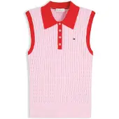 Tommy Hilfiger Tops en tricot 'Cable Slim Sleeveless' rose / rouge