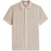 Tommy Hilfiger Vestes en maille 'Relaxed Pointelle Short Sleeve With' beige