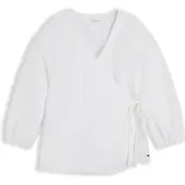 Tommy Hilfiger Chemisier 'Relaxed Fit Pure Wrap Blouse' blanc