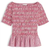 Tommy Hilfiger Chemisier 'Smock Stripe Ruffle' anthracite / rose / rose foncé