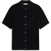 Tommy Hilfiger Vestes en maille 'Relaxed Pointelle Short Sleeve With' noir