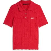 Tommy Hilfiger Pull-over 'Pointelle Flag Short Sleeve' rouge