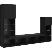 vidaXL : 4 supports muraux pour téléviseur, noirs, imitation chêne, en matériau composite bois