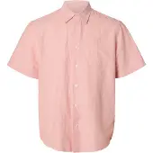 Selected Regclaus Clay Linen Short Sleeve Shirt Rose M Homme