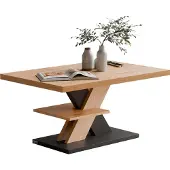 Casaria Table basse Detroit bois/gris 90x60x45cm