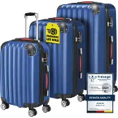 Monzana Set de 3 valises renforcées Bleu - M L XL