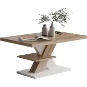 Casaria Table basse Detroit Blanc/Chêne Sonoma 90x60x45cm