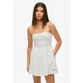 Superdry Broderie Cami Sleeveless Short Dress Gris S Femme