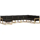 vidaXL Ensemble de salon de jardin 8 pièces, blanc et noir, en bois d'acacia massif
