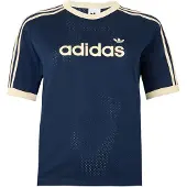 Adidas T-shirt 'Linear' beige clair / bleu foncé