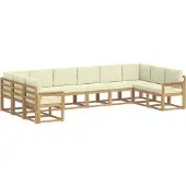 vidaXL Ensemble de canapés d'extérieur avec coussins, 10 pièces, blanc et crème