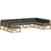 vidaXL Ensemble de salon de jardin 9 pièces, blanc et anthracite