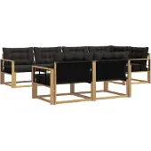 vidaXL Ensemble de canapés d'extérieur avec coussins, 7 pièces, blanc et noir