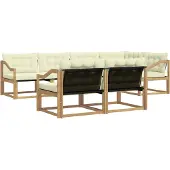 vidaXL Ensemble de salon de jardin 7 pièces, blanc et crème