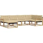 vidaXL Ensemble de canapés d'extérieur avec coussins, 6 pièces, blanc et beige