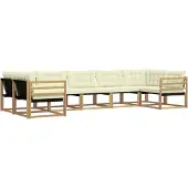 vidaXL Ensemble de canapés d'extérieur avec coussins, 7 pièces, blanc et crème